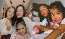 Phạm Quỳnh Anh khoe khoảnh khắc 2 con gái chơi đùa với em út, Tuệ An ngây ngô tưởng mẹ sắp sinh thêm một em bé nữa