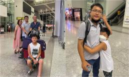 Thu Quỳnh cùng gia đình tiễn em trai đi du học trở lại sau thời gian về thăm nhà