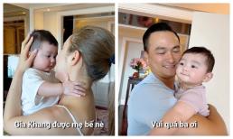 Gặp lại bố mẹ sau nửa tháng xa cách, biểu cảm của con trai Chi Bảo siêu cưng