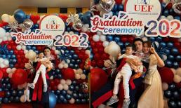 Hòa Minzy đưa bé Bo đến chúc mừng em út chính thức tốt nghiệp, nhóc tì chụp ảnh vui vẻ cùng mẹ và cậu 