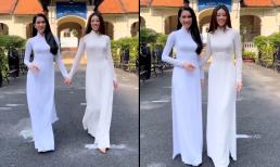 Á hậu Phương Anh và Hoa hậu Khánh Vân diện áo dài xuất hiện chung khoảnh khắc: Nhan sắc 'một chín một mười' nhìn mà mê