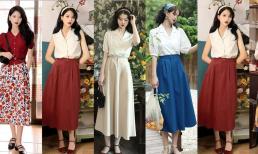 Bất chợt tôi phát hiện ra mùa thu năm nay có một loại trang phục được ưa chuộng: áo sơ mi + chân váy, đẹp đến mê hồn