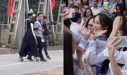 Hậu bị đồn là 'Hoa hậu flop', Nông Thúy Hằng về trường được đón chào nhiệt liệt