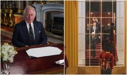 Bức ảnh hiếm hoi của Vua Charles đi cùng Hoàng tử Harry và Meghan Markle trong tang lễ Nữ hoàng