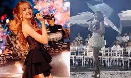 Che ô đứng hát dưới mưa, đôi chân dài 'cực phẩm' của Thiều Bảo Trâm làm dân tình mê mẩn