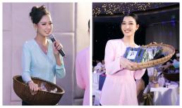 Á hậu Phương Nhi và Bảo Ngọc diện bà ba, rao bán nem chua và bánh tét gây quỹ từ thiện