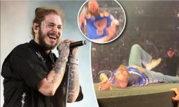 Nam rapper nổi tiếng của Mỹ - Post Malone bị ngã chấn thương khi đang biểu diễn trên sân khấu