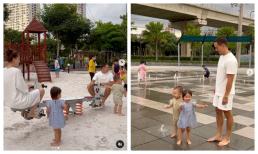 Khung ảnh hạnh phúc nhà Hà Hồ - Kim Lý: Cặp sinh đôi tung tăng vui nhộn, bố mẹ chơi còn hào hứng hơn con