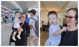 Con trai út của Bằng Kiều gặp lại bà nội, biểu cảm nhóc tì cực yêu