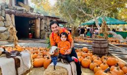 Người mẫu Đức Tiến đưa con gái và bà xã đón Halloween sớm