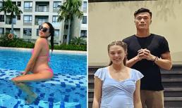 Vợ Tây của thủ môn Bùi Tiến Dũng diện bikini khoe bụng bầu cận ngày sinh nở