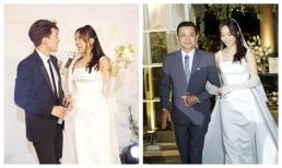 Đám cưới Diệu Nhi - Anh Tú ở Hà Nội: Bố cô dâu nắm tay con gái vào lễ đường cực xúc động, cặp đôi song ca lãng mạn