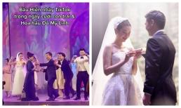 Bầu Hiển nhảy tưng bừng trong đám cưới con trai, Đỗ Mỹ Linh làm điều tinh tế này với ông xã