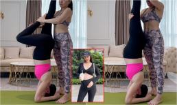 Bụng bầu 'vượt mặt', Á hậu Diễm Trang vẫn thực hiện động tác yoga 'trồng cây chuối' cực khó