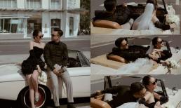 Lê Âu Ngân Anh 'xả kho' thêm bộ ảnh cưới mới, cô dâu - chú rể tạo dáng cực ngầu bên xế hộp  