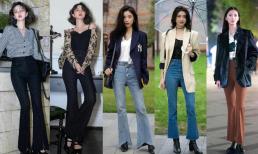 'Áo ngắn + quần ống loe' mặc như thế này trong mùa thu đông vừa hợp mốt, vừa mang hơi hướng retro, khoe chân dài