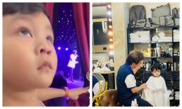 Đàm Vĩnh Hưng tự tay tạo kiểu tóc xịn xò cho quý tử, bé Polo còn gây xúc động khi lén nhìn ba hát