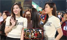 Đỗ Mỹ Linh chuẩn thần thái Hoa hậu, cực hút hồn ở sân Hàng Đẫy khi nâng cao chức vô địch của Hà Nội FC