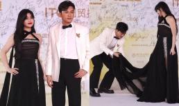 Tô Hữu Bằng chỉnh váy cho Trần Nghiên Hy trên thảm đỏ, ghi điểm tuyệt đối vì hành động tinh tế dành cho phái đẹp