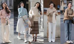 Vào mùa đông, áo len rất đáng mua, mặc với váy hay quần ống rộng thế này thì cực cao cấp