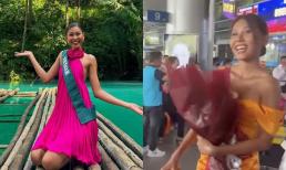 Dừng chân tại top 20, Thạch Thu Thảo 'lủi thủi' kéo vali một mình về nước