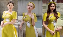 Á hậu Phương Nga 'đụng hàng' áo dài với Huyền Lizzie, Xoài Non