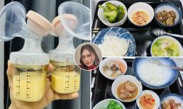 Hồ Bích Trâm chia sẻ mâm cơm ở cữ giàu dinh dưỡng, căng sữa cho con bú, còn tặng hai bé nhà Hà Trí Quang
