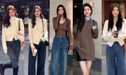 Không phải lúc nào cũng mặc quần ống rộng, 'Áo len ôm + quần jeans' vừa ấm vừa nhẹ nhàng, đa năng lại không kén người mặc 