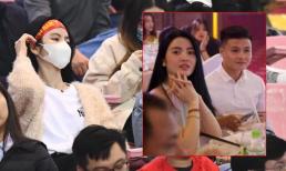 'Bạn gái tin đồn' Quang Hải - Chu Thanh Huyền che chắn kỹ lưỡng khi xuất hiện trên khán đài sân Mỹ Đình
