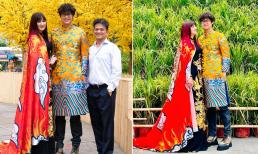 Hiền Mai và con trai chụp ảnh áo dài đón Tết, quý tử cao lớn chuẩn 'soái ca' 