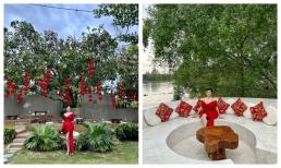 Vân Trang phủ sắc đỏ cho cơ ngơi 50.000m2, lại còn thả dáng như 'nàng thơ'