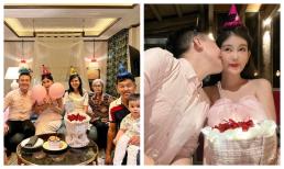Lê Âu Ngân Anh mừng sinh nhật ấm áp bên gia đình, ông xã còn hôn lên má cực ngọt