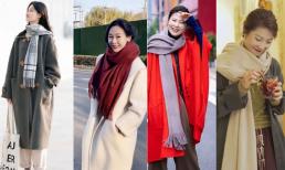 Mùa đông, mặc áo khoác với khăn quàng cổ trông thời thượng và tây hơn