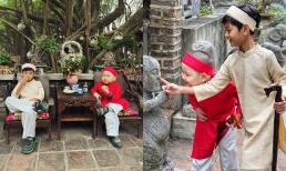 Trà My Idol tung ảnh 2 nhóc tì diện áo dài Tết: Cậu anh thần thái ngời ngời, cậu em vẫn giữ nét hài hước 