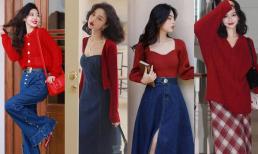 Tết đẹp nhất vẫn là màu đỏ, trang phục thời trang và khí chất đều được sắp xếp cho bạn ở đây