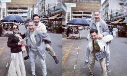 Đại gia Minh Nhựa gây thích thú khi đăng ảnh được bố cõng