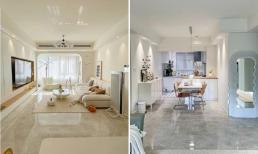 “Bắt chước” kiểu trang trí trên mạng, toàn bộ ngôi nhà được sơn bằng sơn latex rất bắt mắt, tường TV được sử dụng làm tủ, rất thiết thực