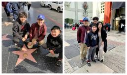 Vợ cũ Bằng Kiều đưa 3  thăm Đại lộ Danh vọng, tiết lộ niềm vui nhỏ này với các con