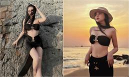 'Mẹ bỉm' 2 con Thu Thủy diện bikini lạ mắt, phô vóc dáng cùng đường cong 'ngọt lịm' ở biển