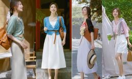 Thời tiết ấm dần lên, sắc nhạt đã trở thành gam màu chủ đạo, mặc nhẹ nhàng, ngọt ngào thế này thì đúng là giảm tuổi 