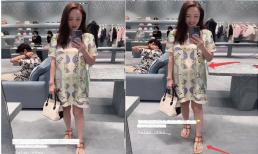 Trần Kiều Ân mang dép lê, lộ vòng hai to lùm lùm khi đi mua sắm cùng chồng trẻ