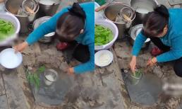 Xôn xao hình ảnh cô chủ quán chần bún và rau ở một vị trí bất ngờ, không phải trong nồi nước dùng