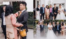 Diva Thanh Lam nắm chặt tay bác sĩ Tiến Hùng, cử chỉ cực thân tình dành cho con trai riêng của chồng trong ngày trọng đại