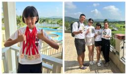 Bà xã Bình Minh khoe cảnh cả nhà diện đồ đồng phục, bất ngờ nhất là đống huy chương của ái nữ