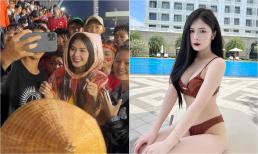 Info gái xinh đội mưa cổ vũ U22 Việt Nam, tưởng lạ hóa quen, nhan sắc đời thường cực nóng bỏng