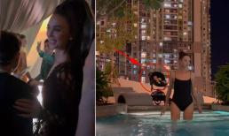 Vợ Tây của thủ môn Bùi Tiến Dũng lộ nhan sắc thật qua ảnh chụp lén, hết show liền tranh thủ đi bơi và trông con 