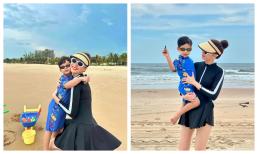 HH Đặng Thu Thảo hiếm hoi khoe cận mặt quý tử chuẩn soái ca nhí, nàng hậu vẫn giữ quy tắm này khi diện đồ tắm