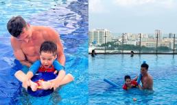 Chồng cũ Hoàng Oanh hội ngộ con trai cưng, nhóc tì thích thú ra mặt khi vui đùa cùng ba 