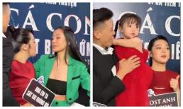 Sau màn ôm Quách Ngọc Tuyên, vợ tình cũ phản ứng với Nam Thư thế nào khi gặp ở thảm đỏ?