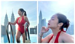 Cát Tường diện đồ bơi đỏ rực, vòng một ngồn ngộn xốn xang ánh nhìn